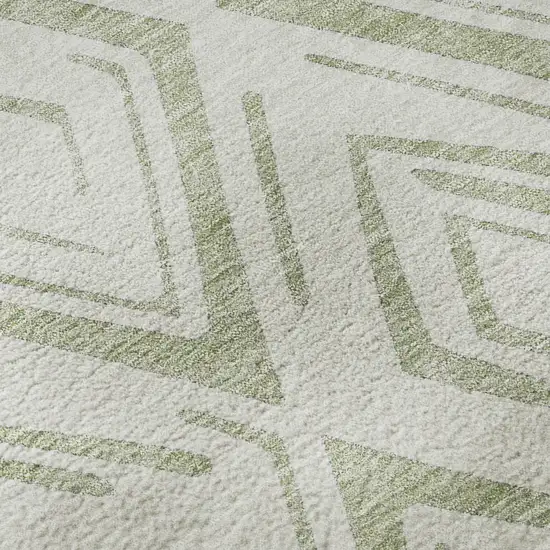 Artichoke Green And Ivory Diamond Washable Area Rug With UV Protection Photo 9