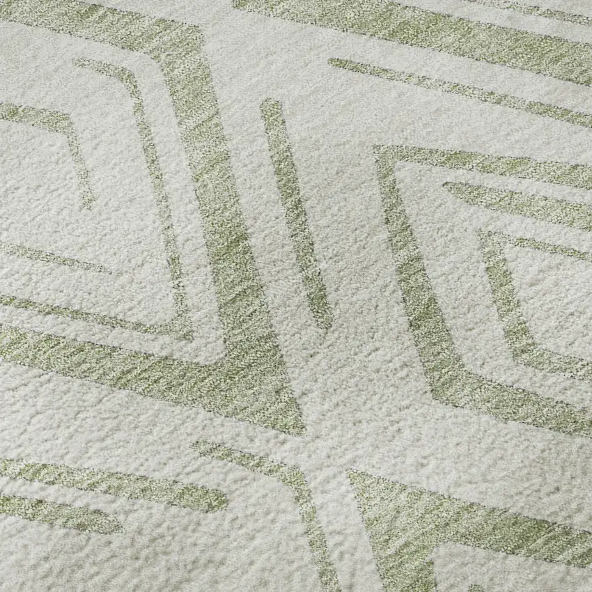 Artichoke Green And Ivory Diamond Washable Area Rug With UV Protection Photo 9