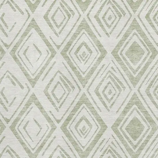 Artichoke Green And Ivory Diamond Washable Area Rug With UV Protection Photo 2