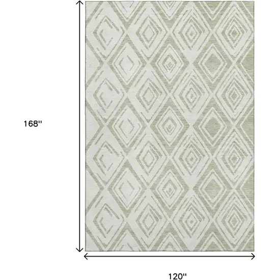 Artichoke Green And Ivory Diamond Washable Area Rug With UV Protection Photo 3