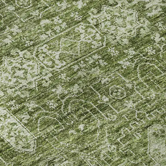 Artichoke Green And Ivory Floral Washable Area Rug With UV Protection Photo 8