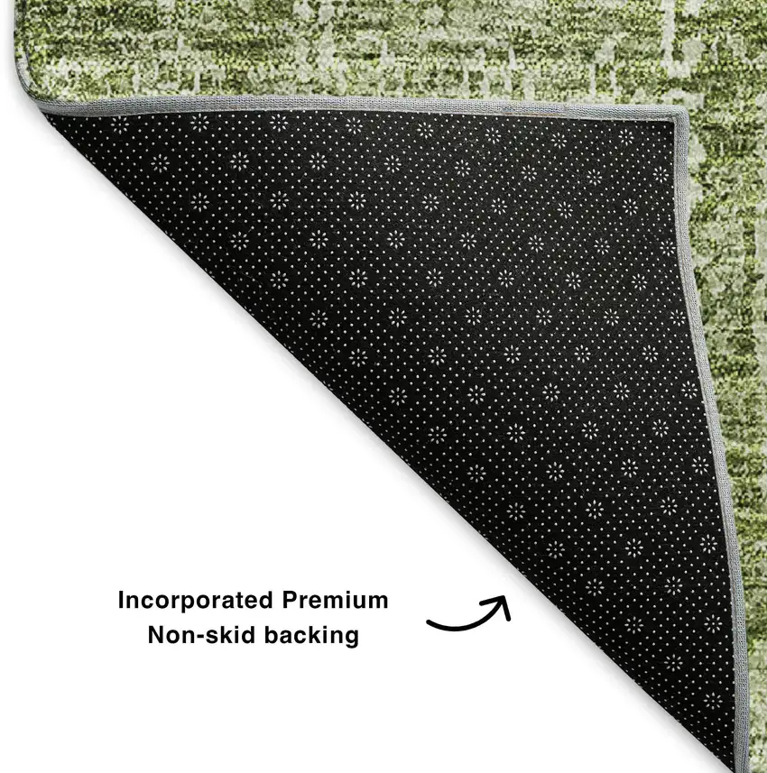 Artichoke Green And Ivory Floral Washable Area Rug With UV Protection Photo 5