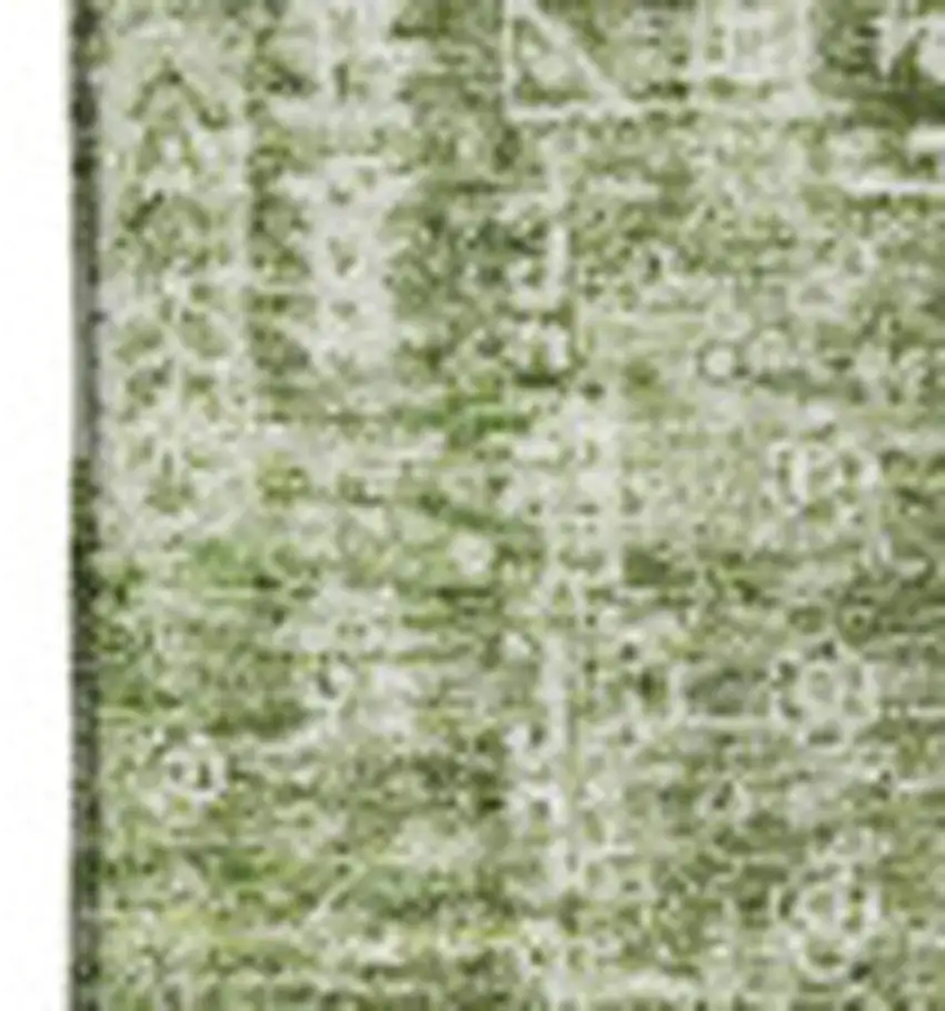 Artichoke Green And Ivory Floral Washable Area Rug With UV Protection Photo 3