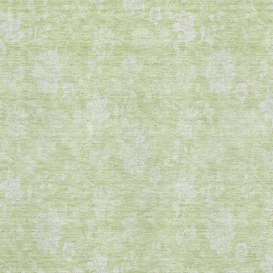 Artichoke Green And Ivory Floral Washable Area Rug With UV Protection Photo 3