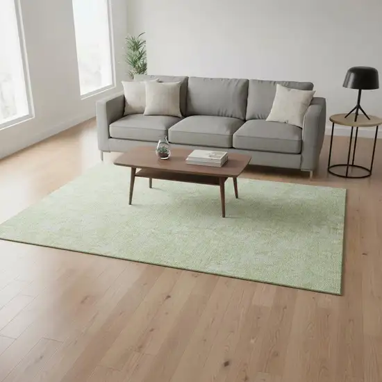 Artichoke Green And Ivory Floral Washable Area Rug With UV Protection Photo 3