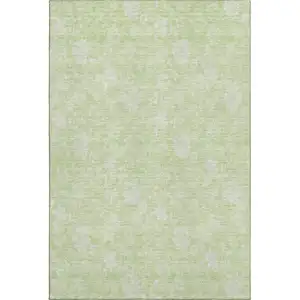 Photo of Artichoke Green And Ivory Floral Washable Area Rug With UV Protection