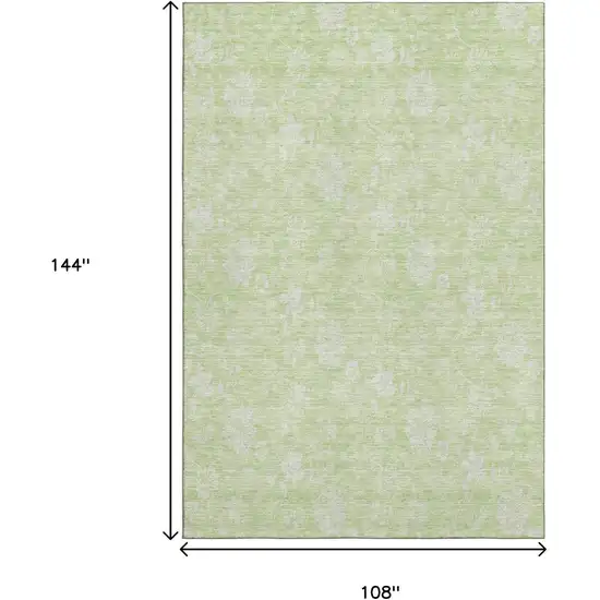 Artichoke Green And Ivory Floral Washable Area Rug With UV Protection Photo 4