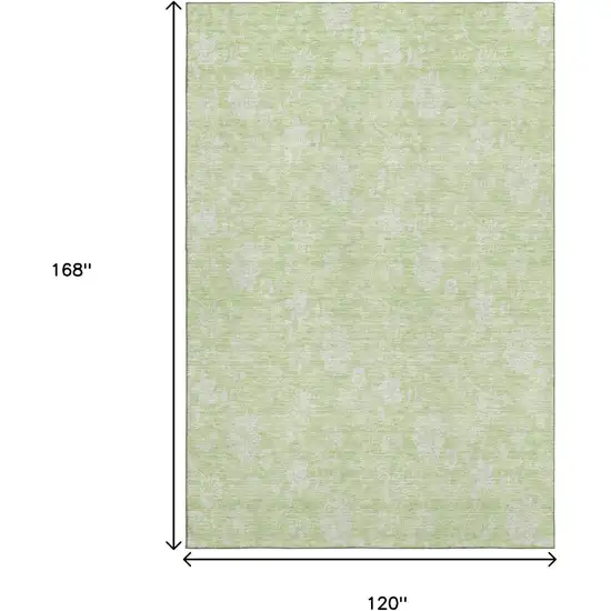 Artichoke Green And Ivory Floral Washable Area Rug With UV Protection Photo 4