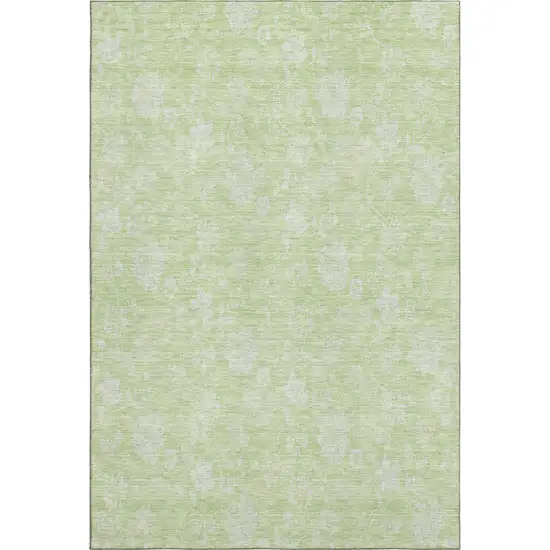 Artichoke Green And Ivory Floral Washable Area Rug With UV Protection Photo 2