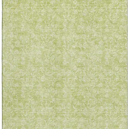Artichoke Green And Ivory Floral Washable Area Rug With UV Protection Photo 3