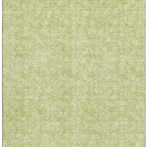 Photo of Artichoke Green And Ivory Floral Washable Area Rug With UV Protection