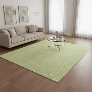 Photo of Artichoke Green And Ivory Floral Washable Area Rug With UV Protection