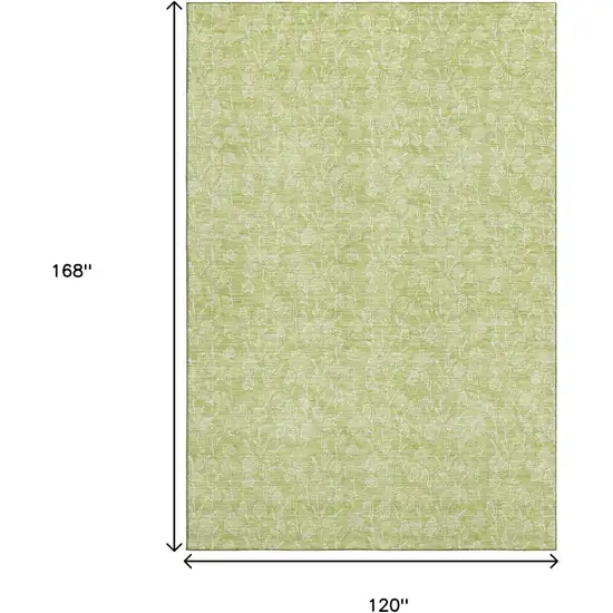 Artichoke Green And Ivory Floral Washable Area Rug With UV Protection Photo 3
