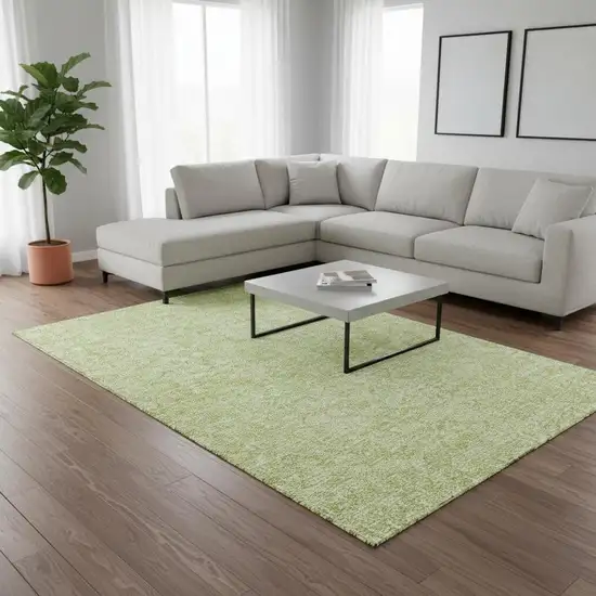 Artichoke Green And Ivory Floral Washable Area Rug With UV Protection Photo 1