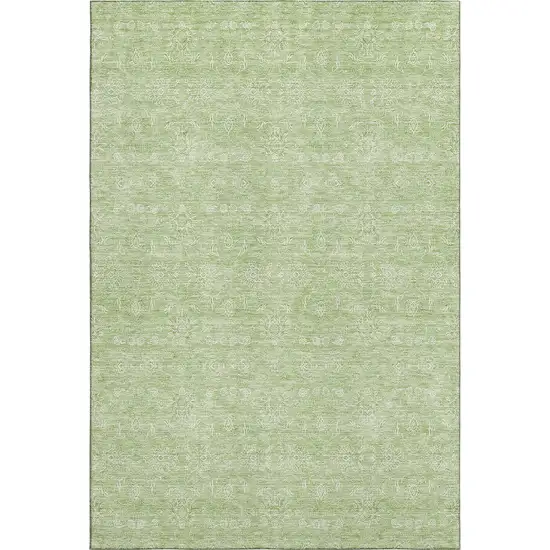 Artichoke Green And Ivory Floral Washable Area Rug With UV Protection Photo 7