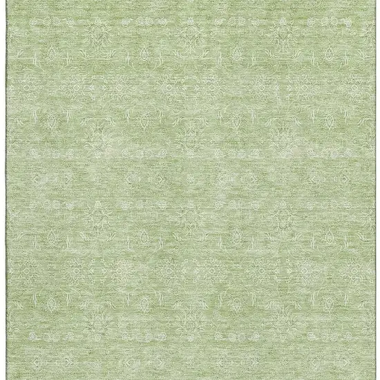 Artichoke Green And Ivory Floral Washable Area Rug With UV Protection Photo 2