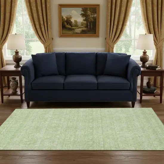 Artichoke Green And Ivory Floral Washable Area Rug With UV Protection Photo 1