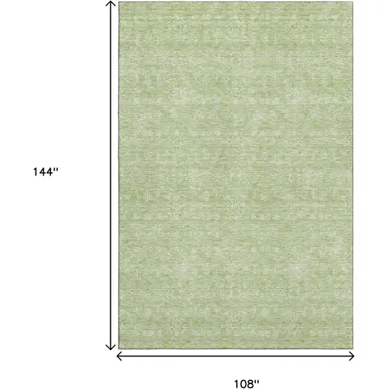 Artichoke Green And Ivory Floral Washable Area Rug With UV Protection Photo 3