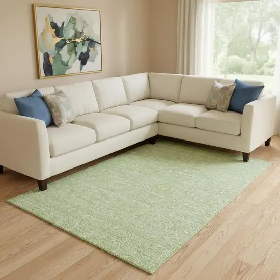 Artichoke Green And Ivory Floral Washable Area Rug With UV Protection Photo 1