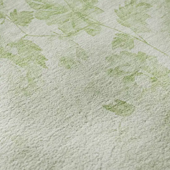 Artichoke Green And Ivory Floral Washable Area Rug With UV Protection Photo 9