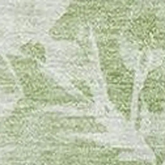 Artichoke Green And Ivory Floral Washable Area Rug With UV Protection Photo 5