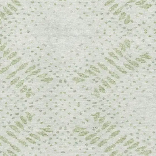 Artichoke Green And Ivory Floral Washable Area Rug With UV Protection Photo 3