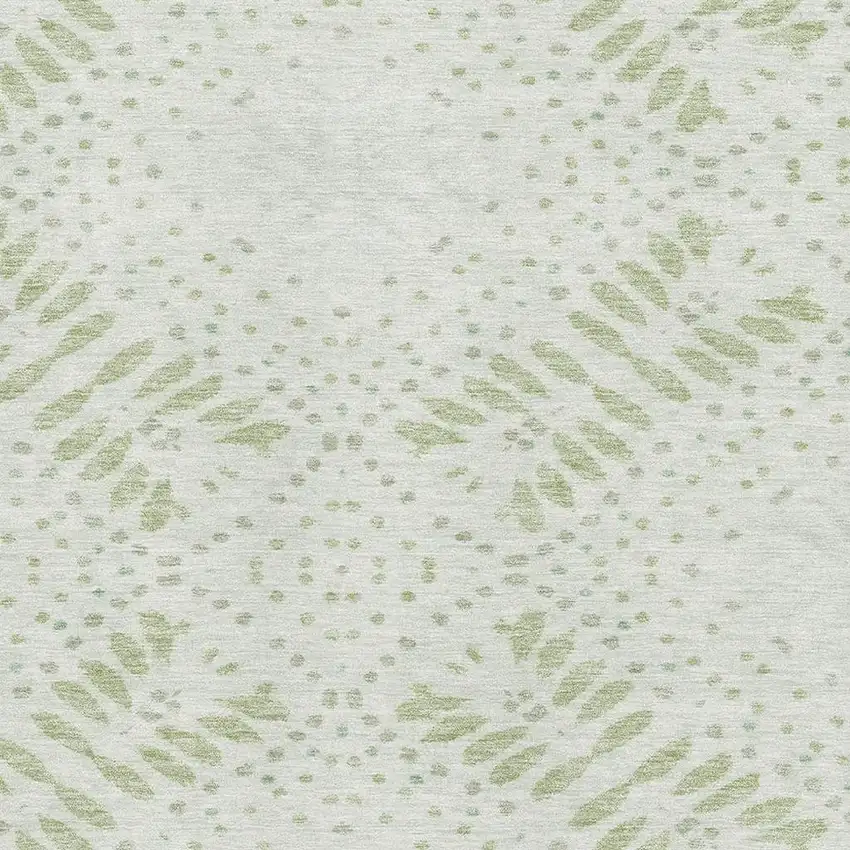 Artichoke Green And Ivory Floral Washable Area Rug With UV Protection Photo 3