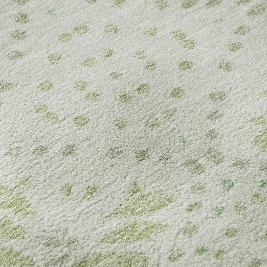 Artichoke Green And Ivory Floral Washable Area Rug With UV Protection Photo 9