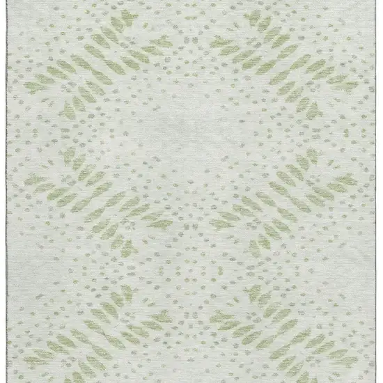 Artichoke Green And Ivory Floral Washable Area Rug With UV Protection Photo 3