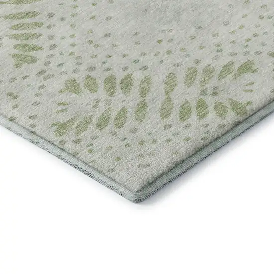 Artichoke Green And Ivory Floral Washable Area Rug With UV Protection Photo 8