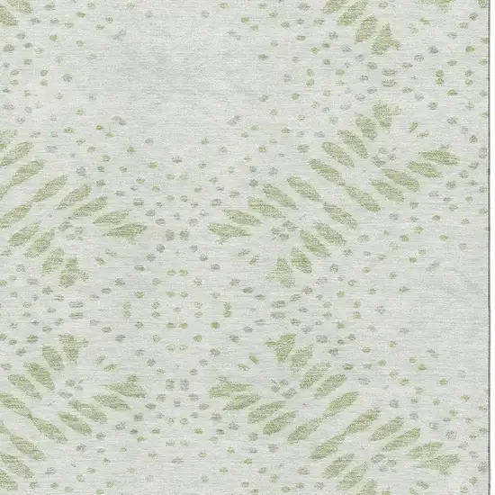 Artichoke Green And Ivory Floral Washable Area Rug With UV Protection Photo 3