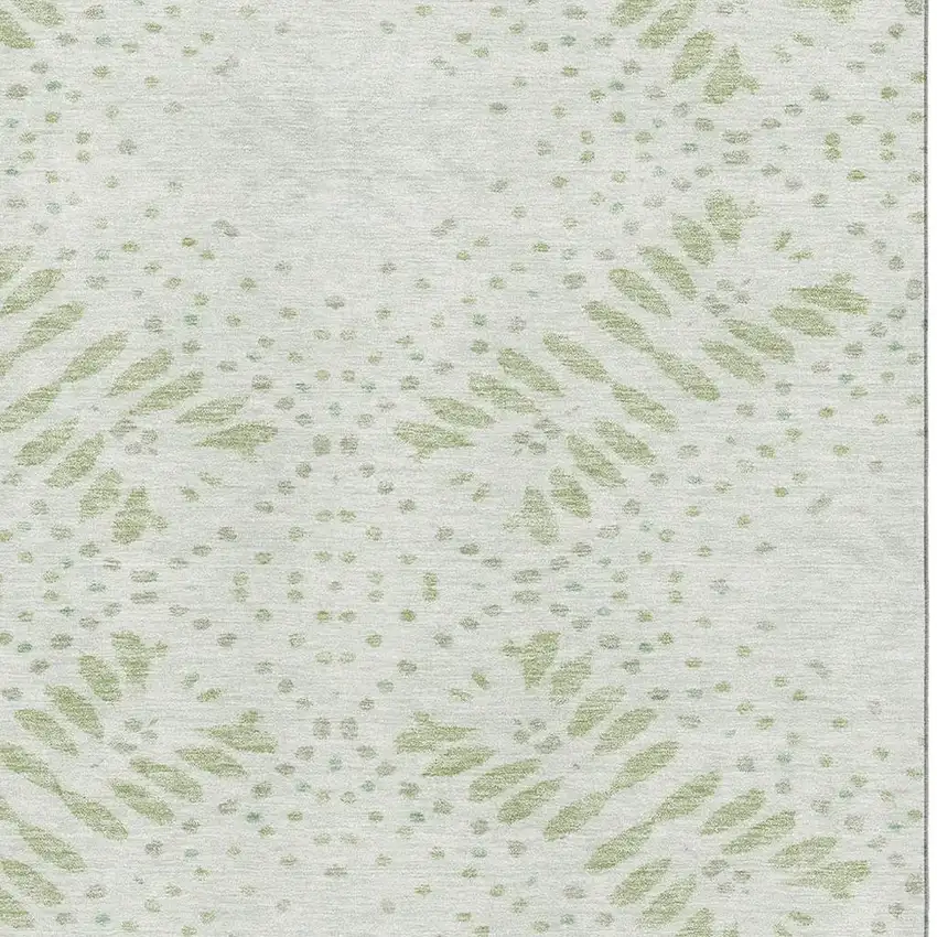 Artichoke Green And Ivory Floral Washable Area Rug With UV Protection Photo 3