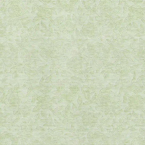 Artichoke Green And Ivory Floral Washable Area Rug With UV Protection Photo 3