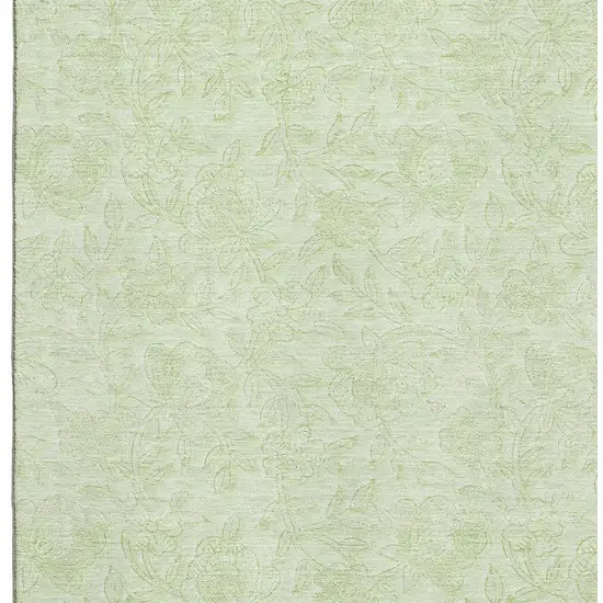 Artichoke Green And Ivory Floral Washable Area Rug With UV Protection Photo 3