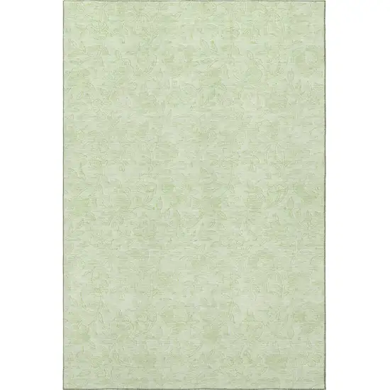 Artichoke Green And Ivory Floral Washable Area Rug With UV Protection Photo 4