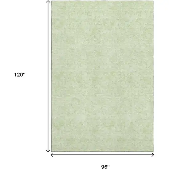 Artichoke Green And Ivory Floral Washable Area Rug With UV Protection Photo 3