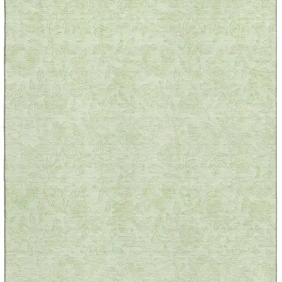 Artichoke Green And Ivory Floral Washable Area Rug With UV Protection Photo 3