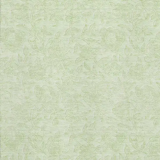 Artichoke Green And Ivory Floral Washable Area Rug With UV Protection Photo 3