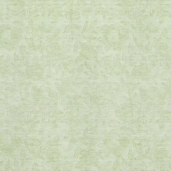 Artichoke Green And Ivory Floral Washable Area Rug With UV Protection Photo 3