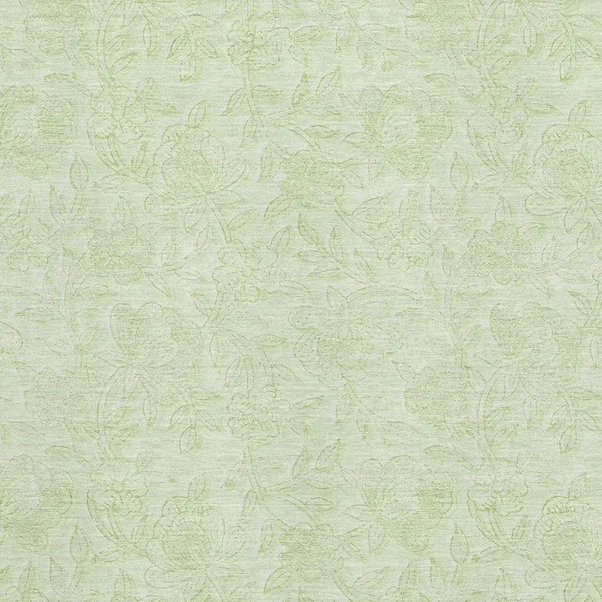 Artichoke Green And Ivory Floral Washable Area Rug With UV Protection Photo 3