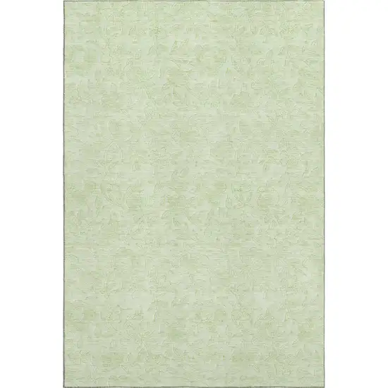 Artichoke Green And Ivory Floral Washable Area Rug With UV Protection Photo 1