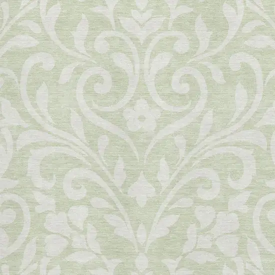 Artichoke Green And Ivory Floral Washable Area Rug With UV Protection Photo 3