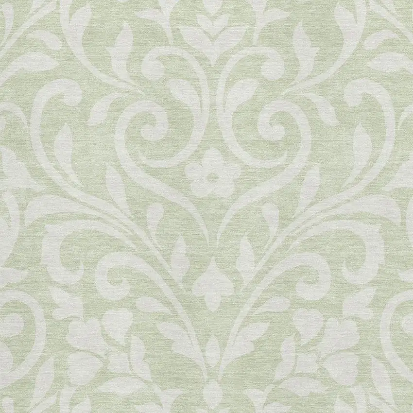 Artichoke Green And Ivory Floral Washable Area Rug With UV Protection Photo 3