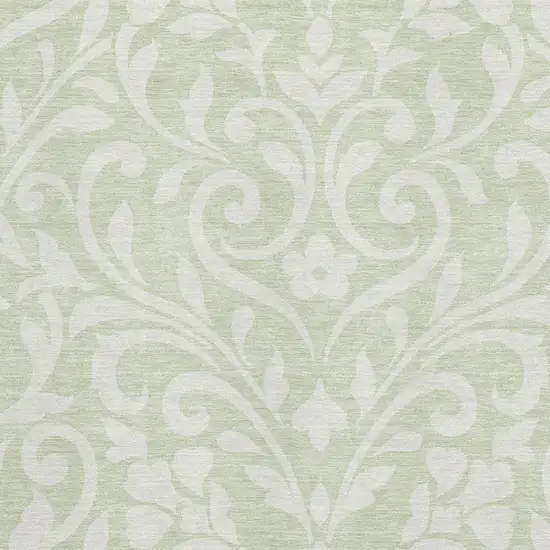 Artichoke Green And Ivory Floral Washable Area Rug With UV Protection Photo 3