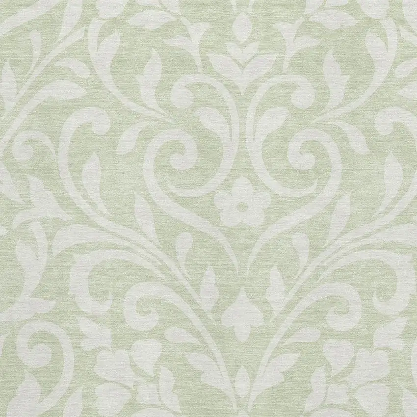 Artichoke Green And Ivory Floral Washable Area Rug With UV Protection Photo 3