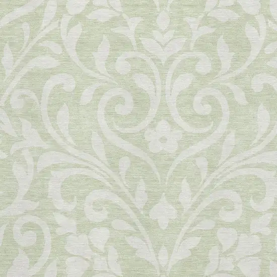 Artichoke Green And Ivory Floral Washable Area Rug With UV Protection Photo 3