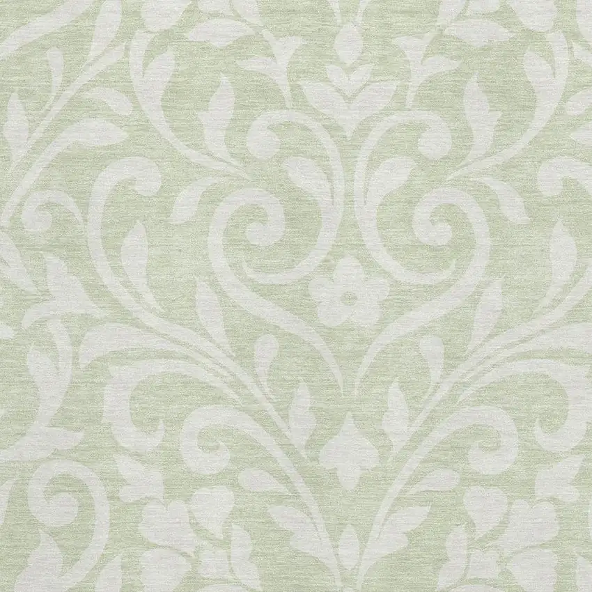 Artichoke Green And Ivory Floral Washable Area Rug With UV Protection Photo 3