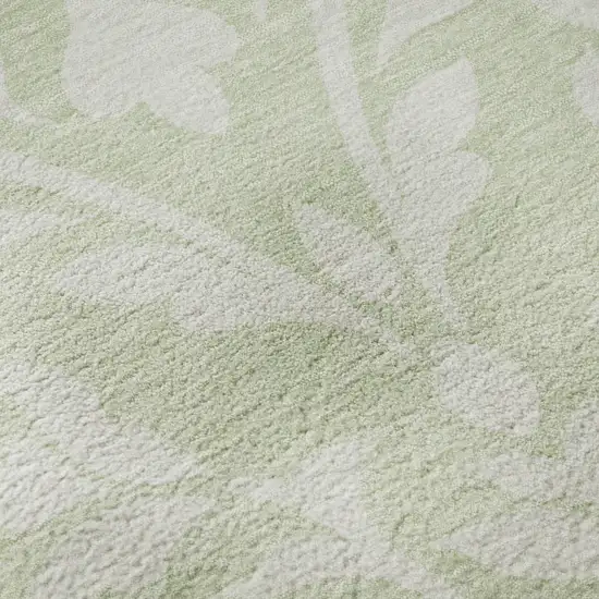 Artichoke Green And Ivory Floral Washable Area Rug With UV Protection Photo 8