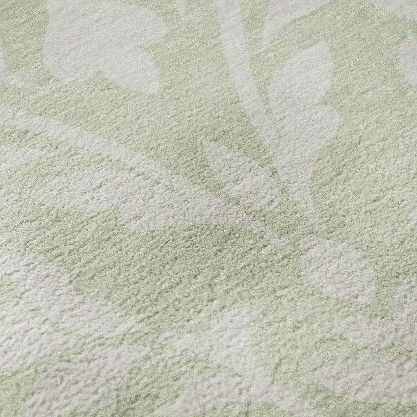Artichoke Green And Ivory Floral Washable Area Rug With UV Protection Photo 8
