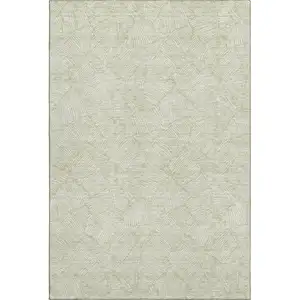 Photo of Artichoke Green And Ivory Floral Washable Area Rug With UV Protection